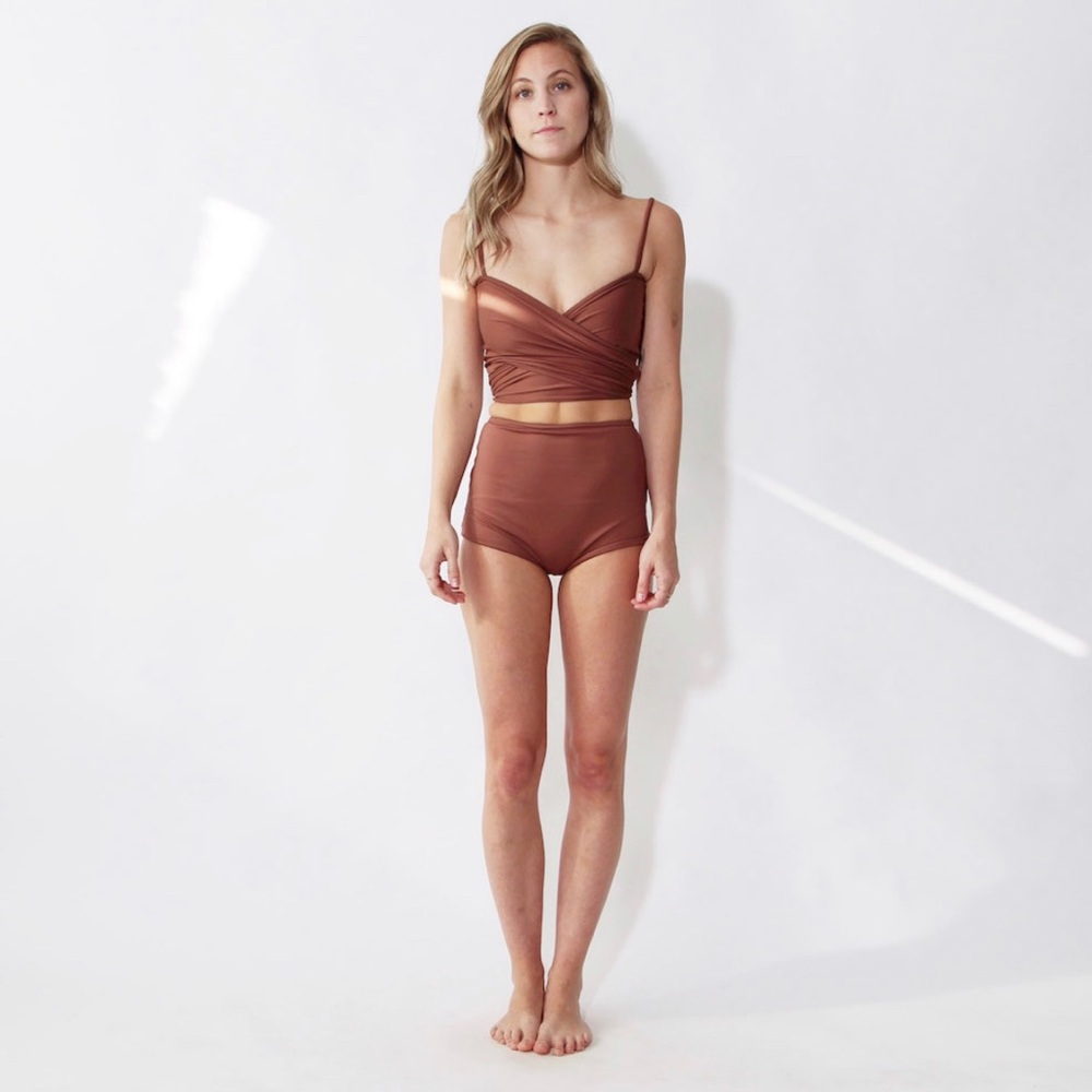 Hackwith Design swim wrap top in chestnut